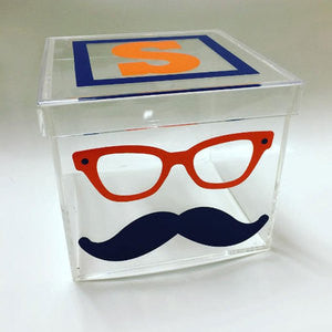 Glasses and Mustache Lucite Box