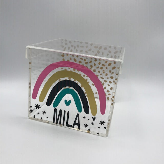 Boho Rainbow Lucite Box