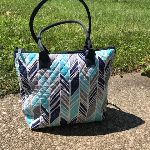 Blue Chevron Quilted Tote