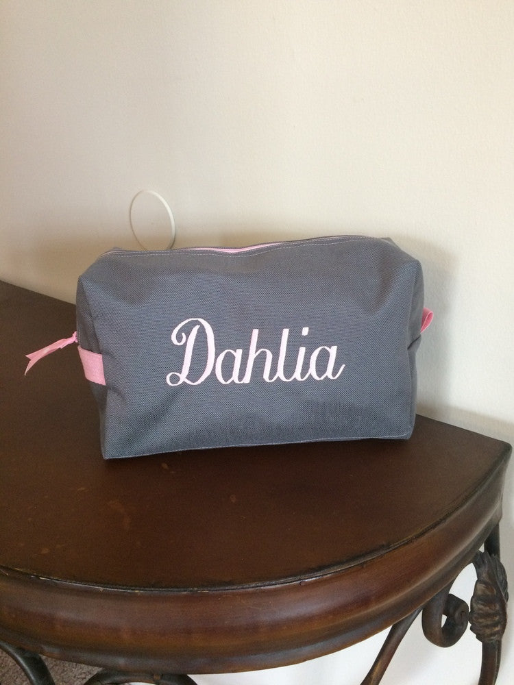 Girls Gray and Light Pink Toiletry Bag