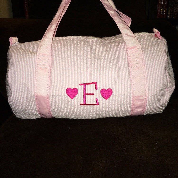 Pink Seersucker Medium Duffle