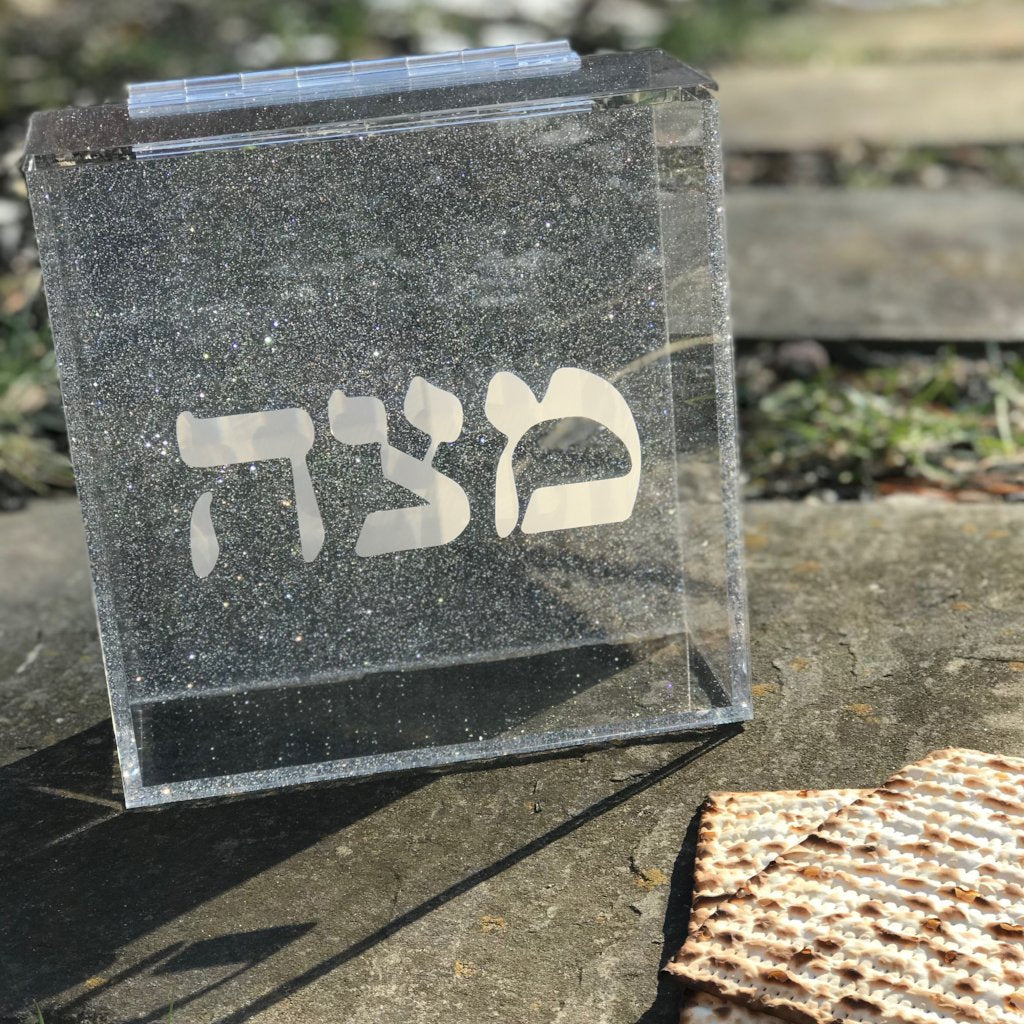 Silver Sparkle Square Matzah Box