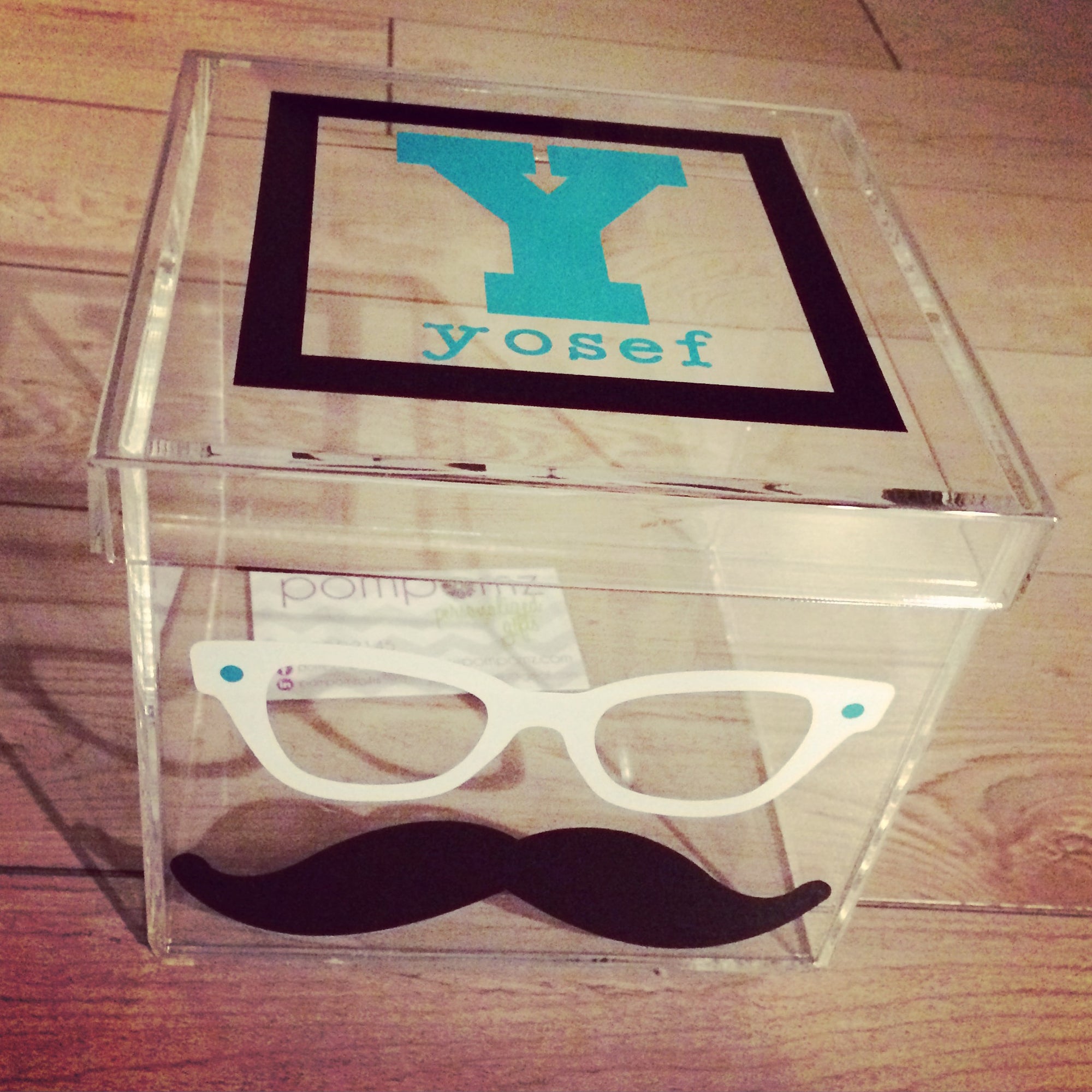 Glasses and Mustache Lucite Box