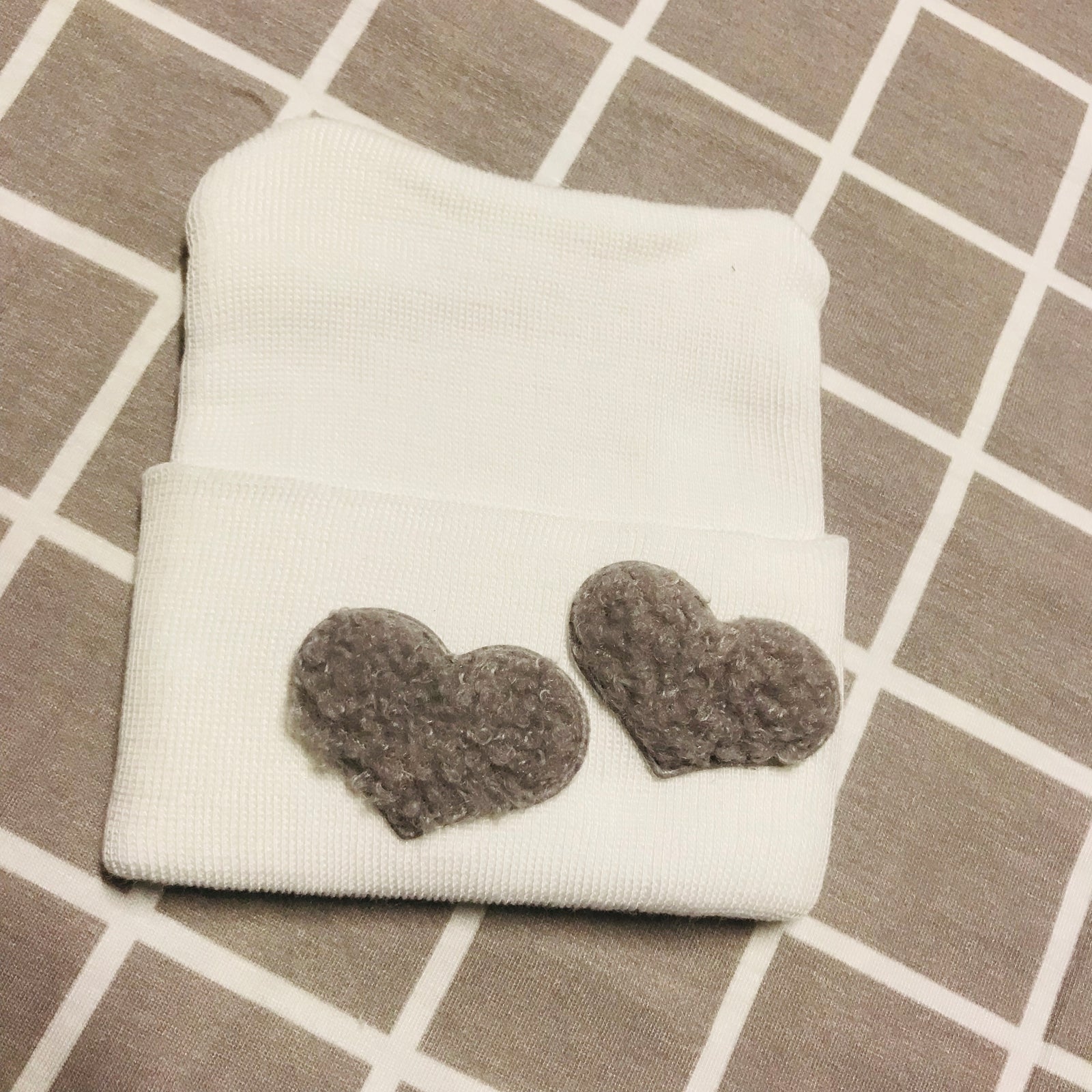 Gray Teddy Heart Hospital Hat