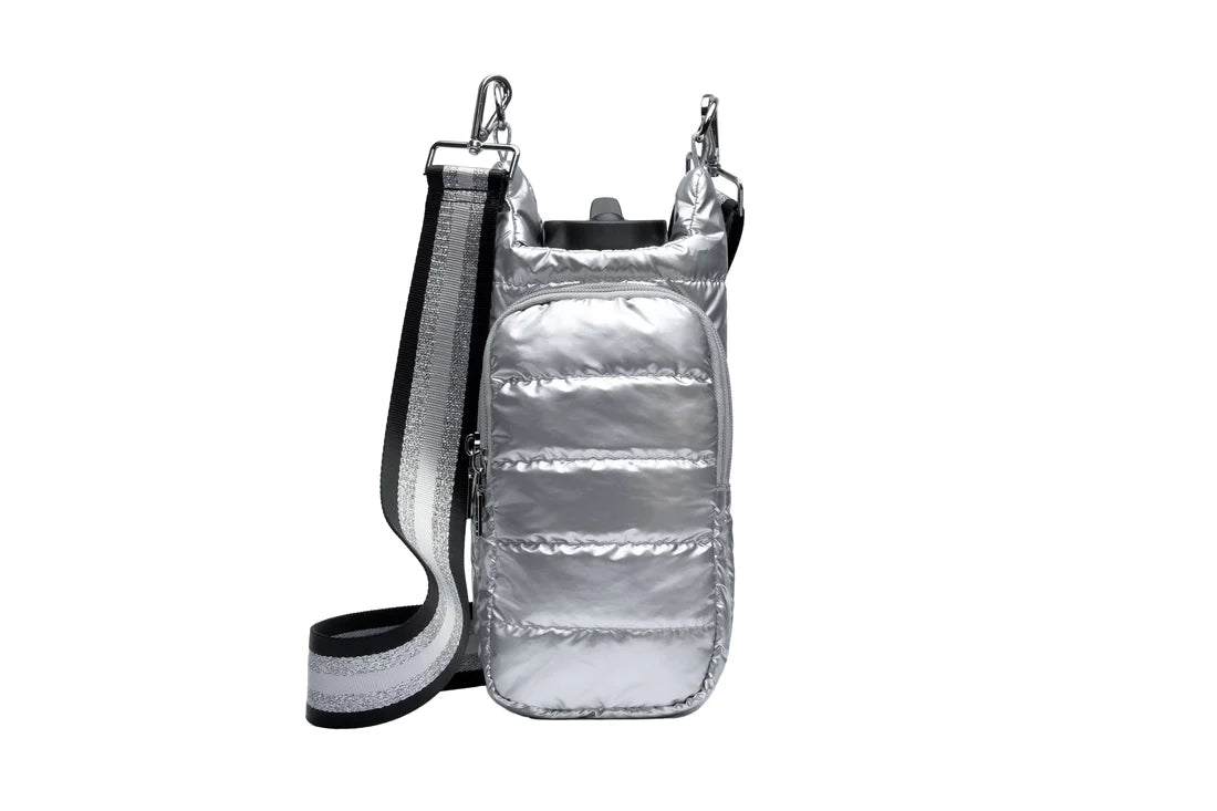 Silver Metallic Water Bottle Crossbody Bag