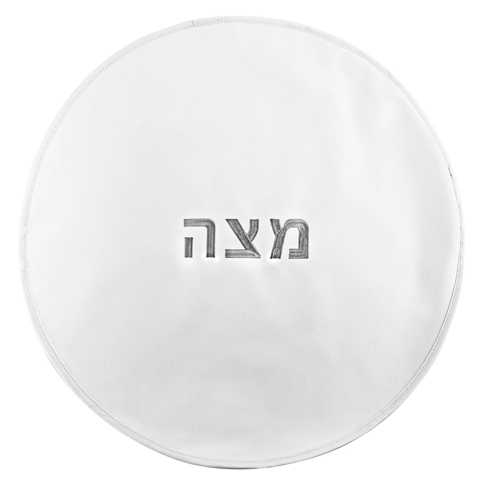 White Silver Leather Matza Cover