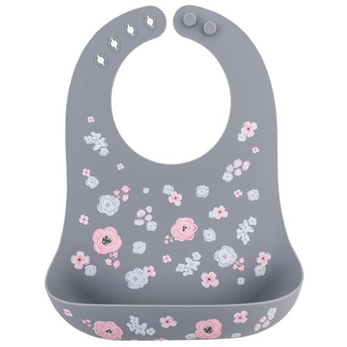 Charcoal Flower Silicone Bib