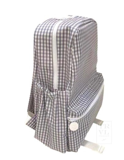 Grey Gingham Backpack