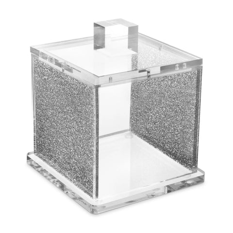 Small Silver Glitter Lucite Canister