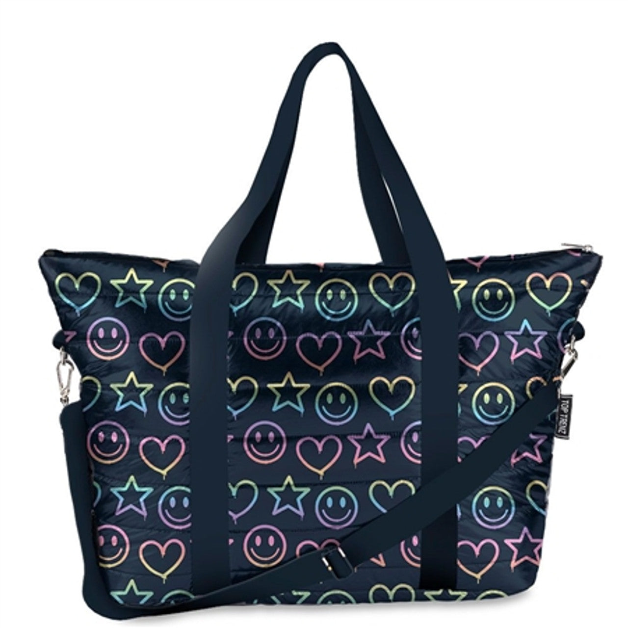 Navy Drip Heart Puffer Tote Bag