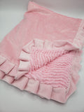 Large Silver Sparkle & Powder Pink Ruffle Blanket