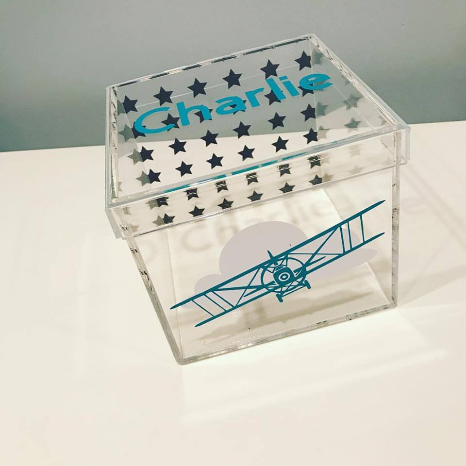 Airplane and Stars Lucite Box