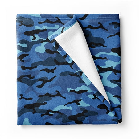 Blue Camo Fuzzy Throw Blanket