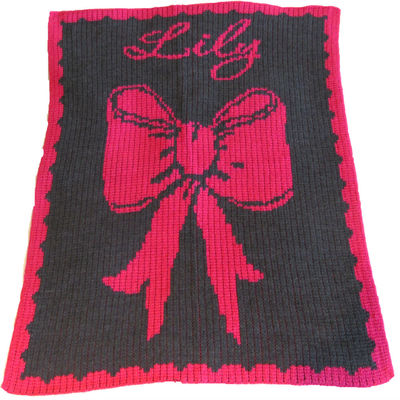 Name with Bow Stroller Blanket