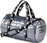 Gunmetal Puffer Duffle Bag with Grey Black Split Star Straps