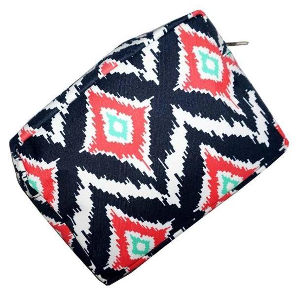 Navy and Red Ikat Toiletry Bag