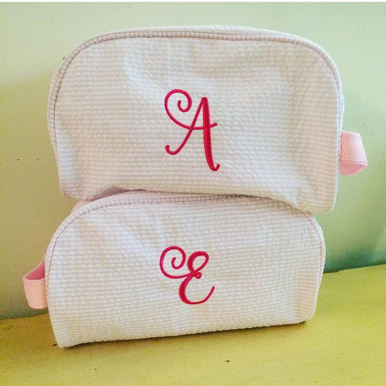 Pink Seersucker Toiletry Bag