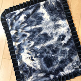 Large Navy Ruffle Tie Dye Blanket