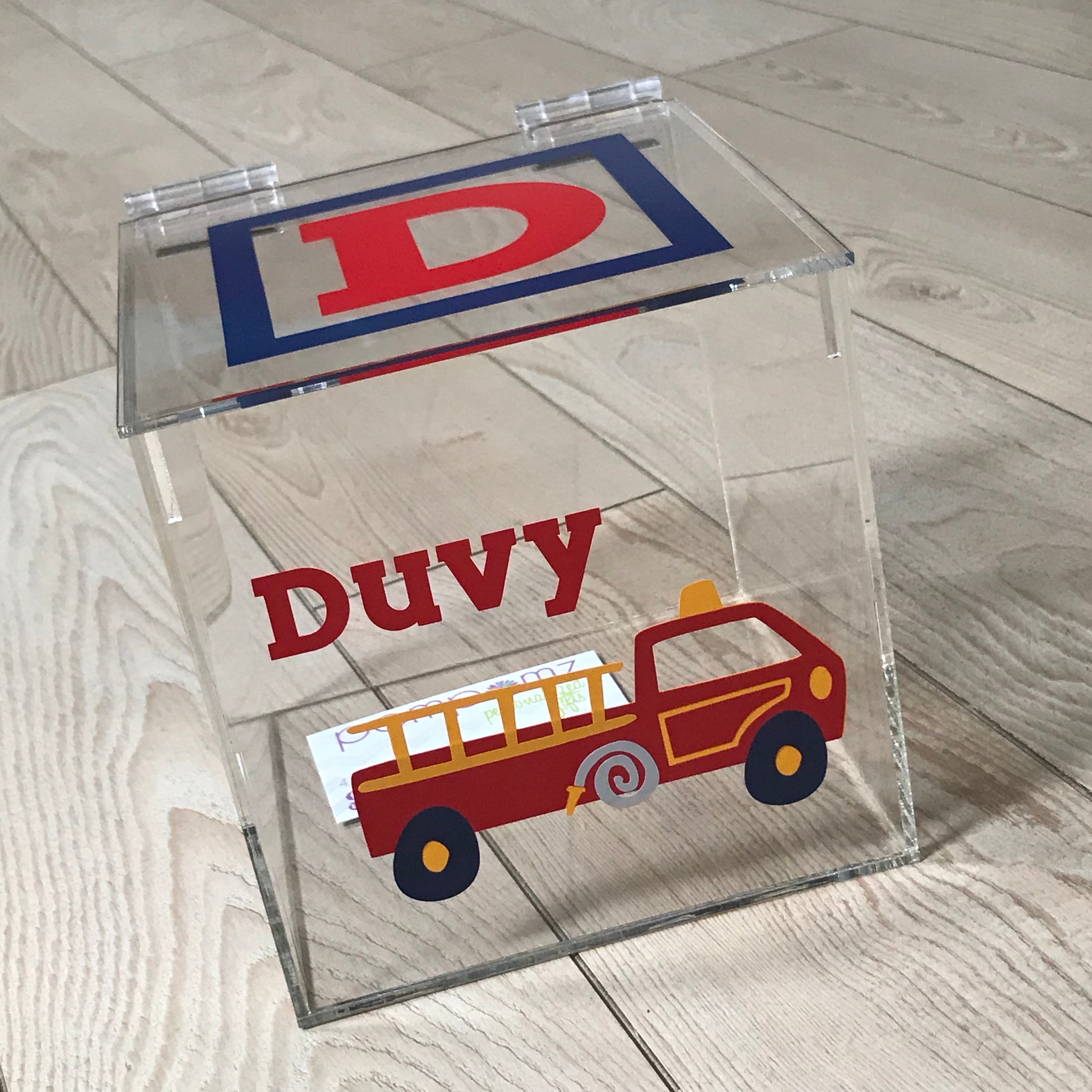 Firetruck and Initial Lucite Box