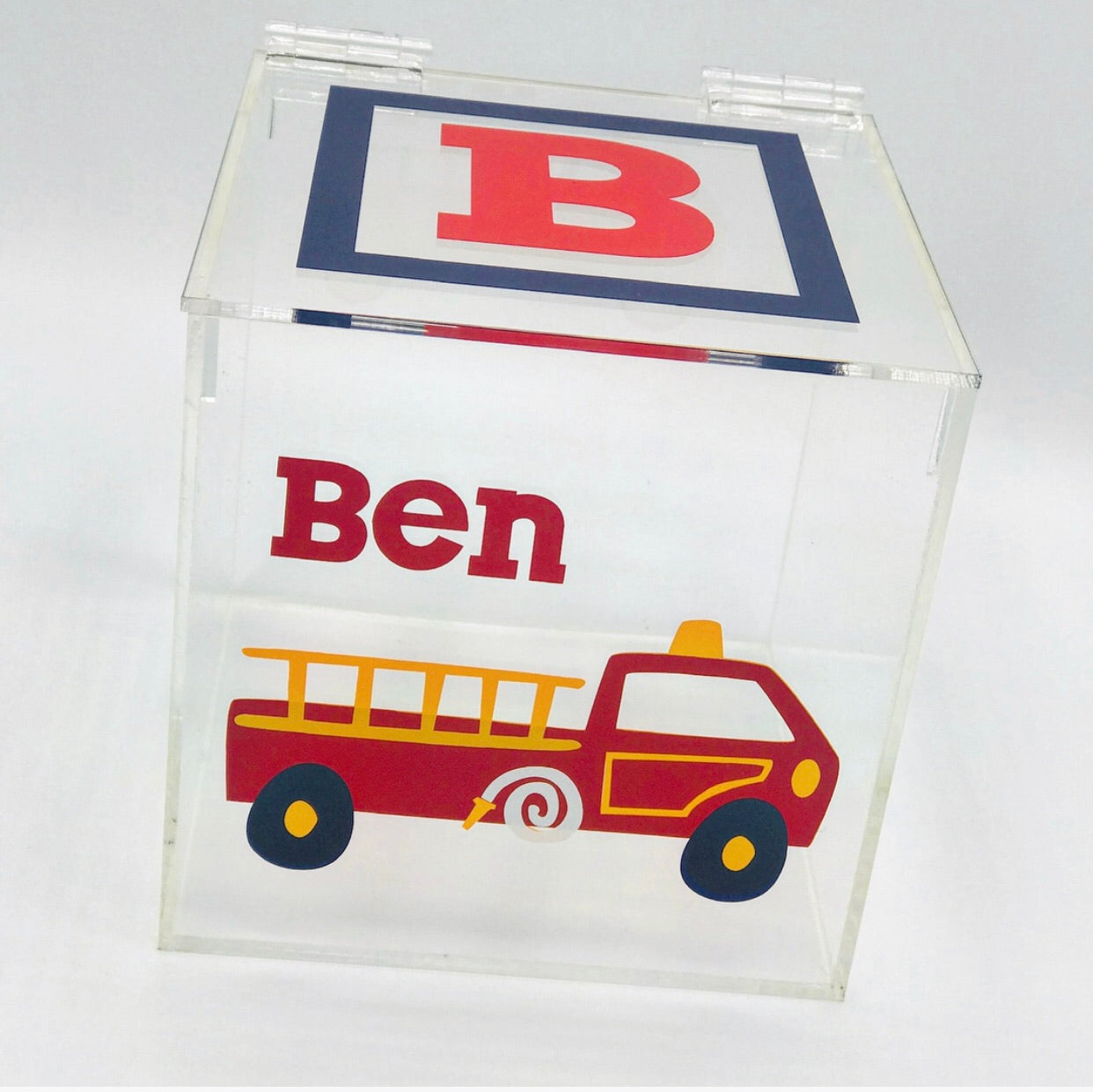 Firetruck and Initial Lucite Box