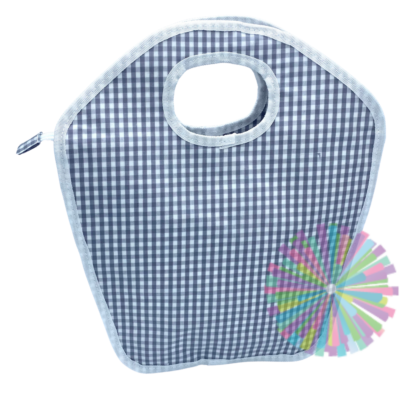 Gray Gingham Vinyl Keyhole Bag