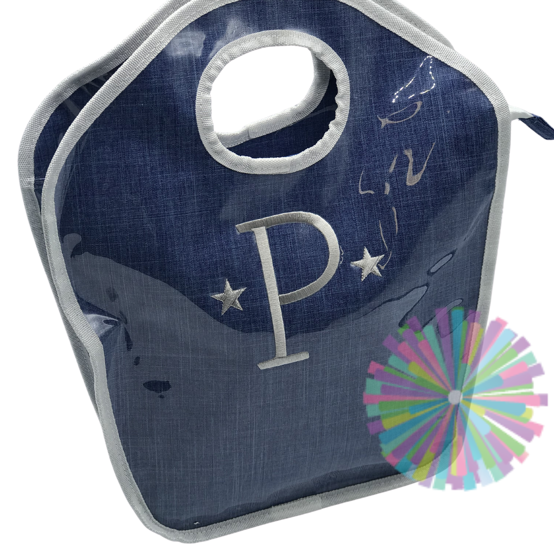 Denim Patent Keyhole Bag