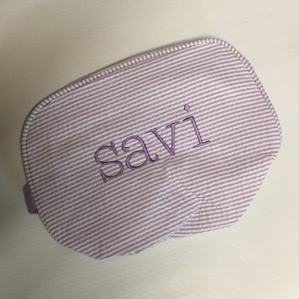 Purple Seersucker Toiletry Bag