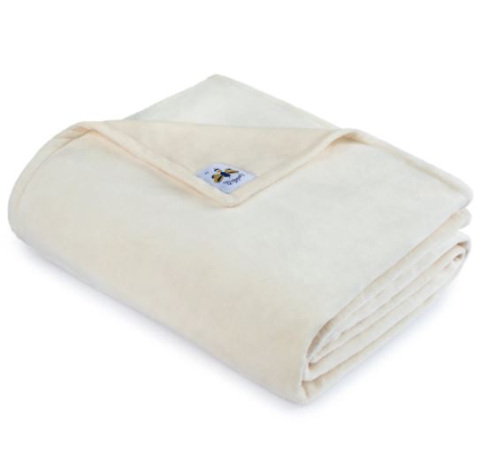 BiggerBee Minky Throw Blanket Solid Ivory