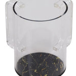 Black and Gold Marble with Clear Handles Lucite Washing Cup