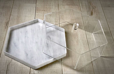 Marble Hexagon Lucite Cake Display
