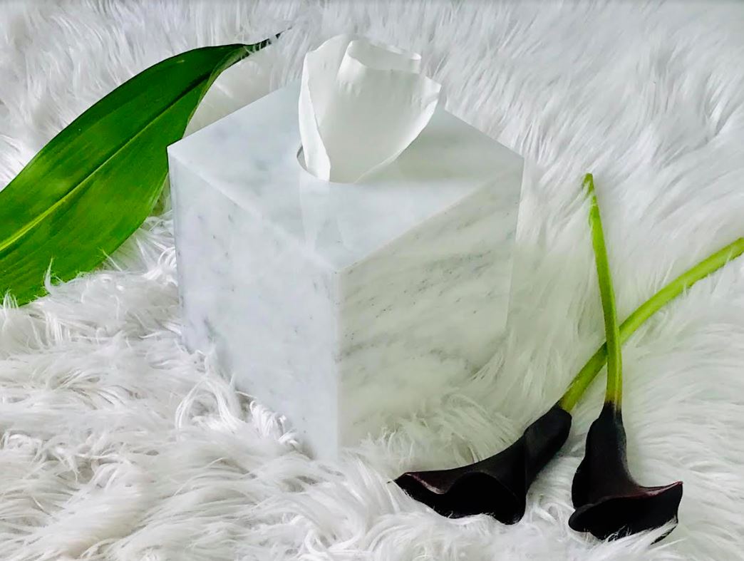 Marble Lucite Square Tissue Box Cover