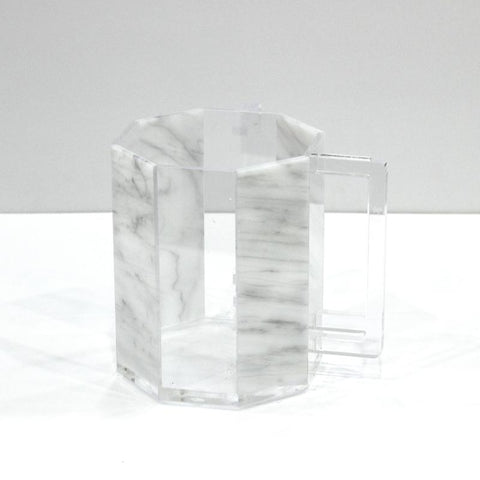 Hexagon White Marble Washing Cup