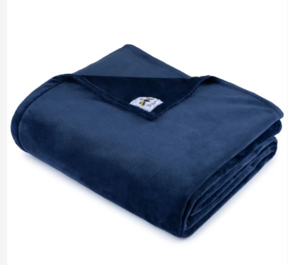 BiggerBee Minky Throw Blanket Solid Navy