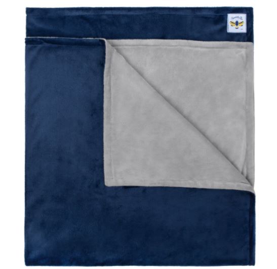 Minky Bee Stroller Blanket Grey/Navy