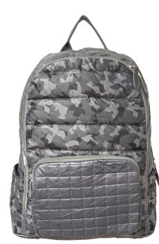 Silver Quilted Camo Backpack